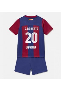 Barcelona Sergi Roberto #20 Jalkapallovaatteet Lasten Kotipeliasu 2023-24 Lyhythihainen (+ Lyhyet housut)